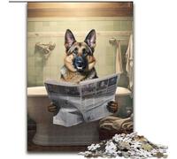 Puzzle da 1000 pezzi con cane da pastore che legge il giornale, ideale per il divertimento in famiglia, regalo perfetto per feste e compleanni (dimensioni 50x75cm)
