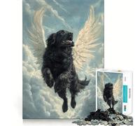 Puzzle da 1000 pezzi con cane di Terranova e ali d'angelo per adulti, gioco di logica, ideale per rafforzare i legami familiari, con bordo premium e una piacevole sorpresa (38x26cm)