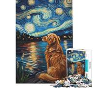 Puzzle da 1000 pezzi con cane dorato e tema osservazione delle stelle gioco pratico che stimola l'intelligenza e crea dipendenza ideale come regalo per uomini e donne e come antistress (38x26cm)