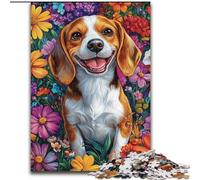 Puzzle da 1000 pezzi con cane e fiori per adulti e adolescenti, antistress, per trascorrere il tempo libero e interagire con i genitori durante le vacanze (50x75cm)