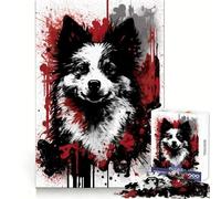 Puzzle da 1000 pezzi con cane eschimese americano per adulti e ragazzi, ideale per allenamento della concentrazione, svago tranquillo, bordi sottili, allegro Natale (38x26cm)