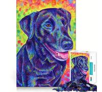 Puzzle da 1000 pezzi con cane Labrador nero arcobaleno per ragazzi, gioco di logica, rilassante e divertente, taglio preciso, regalo artistico (50x75cm)