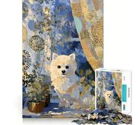 Puzzle da 1000 pezzi con cane Pomerania davanti a una finestra, gioco di logica per ragazzi, semplice e divertente, con bordi lisci, regalo elegante (38x52cm)