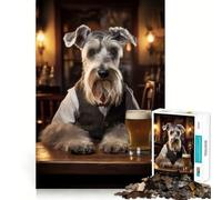 Puzzle da 1000 pezzi con cane Schnauzer al pub, per adulti e ragazzi, ideale per stimolare la creatività, alleviare lo stress e creare immagini nitide, perfetto come regalo per le vacanze (50x75cm)