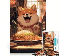 Puzzle da 1000 pezzi con cane Shiba e ramen per adolescenti, ideale per migliorare la memoria, per un relax informale e per esporre opere d'arte dai tagli netti (50x75cm)