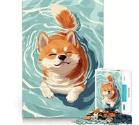 Puzzle da 1000 pezzi con cane Shiba Inu che nuota nell'acqua, giocattolo cognitivo per adolescenti, per un divertimento lento, bordo premium, Babbo Natale, desiderio, scegli 38x26cm