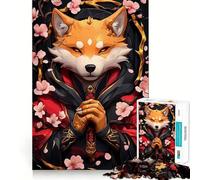 Puzzle da 1000 pezzi con cane Shiba Inu e samurai tra fiori di ciliegio, ideale per adolescenti, gioco di logica, leggero e rilassante, taglio preciso, regalo classico 38x26cm