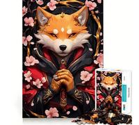 Puzzle da 1000 pezzi con cane Shiba Inu e samurai tra fiori di ciliegio, ideale per adolescenti, un gioco di logica e antistress Taglio netto Lista dei desideri di Babbo Natale 50x75cm