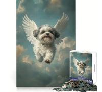 Puzzle da 1000 pezzi con cane Shih Tzu angelo che vola nel cielo ideale per ragazzi Stimola la memoria crea un'atmosfera rilassante e favorisce il relax Dimensioni perfette Ottimo regalo di Natale