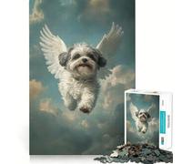 Puzzle da 1000 pezzi con cane Shih Tzu angelo che vola nel cielo,per adulti,gioco di problem solving,taglio di qualità professionale,rilassante attività di gruppo al chiuso (38x26cm)