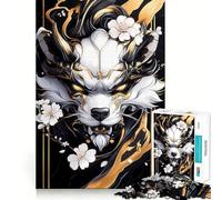 Puzzle da 1000 pezzi con cane Shih Tzu dorato e fiori di ciliegio ideale per adulti con funzione di richiamo miglioramento antistress e taglio preciso perfetto per i desideri di Babbo Natale 50x75cm