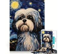 Puzzle da 1000 pezzi con cane Shih Tzu e tema Notte Stellata, ideale per adolescenti, gioco di logica e antistress, con taglio netto, perfetto per la lista dei desideri di Babbo Natale 38x26cm