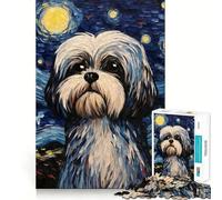 Puzzle da 1000 pezzi con cane Shih Tzu e tema Notte Stellata, ideale per adolescenti Un'attività che migliora la memoria, rilassante e divertente, con tagli netti e pezzi da collezione 50x75cm