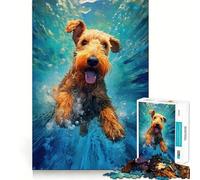 Puzzle da 1000 pezzi con cane Terrier subacqueo per adolescenti,divertente attività di sviluppo della mente,pezzi di dimensioni uniformi e precisi,rilassante attività di gruppo al chiuso (50x75cm)
