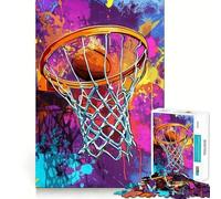 Puzzle da 1000 pezzi con canestro da basket,grafica a schizzi,design pulito e compatto,gioco per la concentrazione mentale,gioco per momenti di tranquillità,regalo di compleanno (38x26cm)