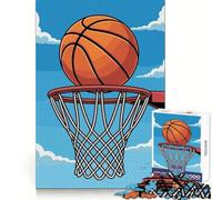 Puzzle da 1000 pezzi con canestro e pallone da basket su sfondo di cielo azzurro, ideale per adolescenti Un'attività stimolante e rilassante, un regalo perfetto (50x75cm)