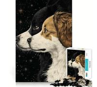 Puzzle da 1000 pezzi con cani Border Collie sotto le stelle Gioco di precisione,stimolante per la mente,ideale per momenti di relax e come decorazione natalizia da appendere al muro 50x75cm