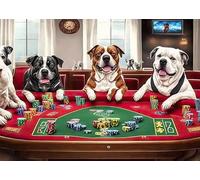 Puzzle da 1000 pezzi, con cani carini che giocano a poker nel casinò, 1000 puzzle, gioco di abilità per tutta la famiglia, puzzle per adulti a partire dai 6 anni, dimensioni finite 50 x 70 cm