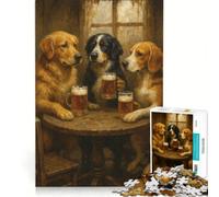 Puzzle da 1000 pezzi con cani che bevono birra al pub, gioco educativo, attività divertenti da fare a casa, regalo di compleanno o regalo originale 38x52cm