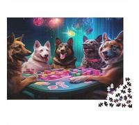 Puzzle da 1000 pezzi con cani che giocano a poker al neon, gioco educativo per adulti, bellissima decorazione, difficile e stimolante, ideale per compleanni maschili e femminili, 52x38 cm.