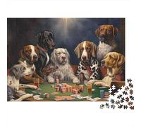 Puzzle da 1000 pezzi con cani che giocano a poker, ideale per adulti. Gioco educativo, bello e stimolante, perfetto per compleanni maschili e femminili. Dimensioni: 70x50 cm