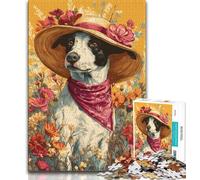 Puzzle da 1000 pezzi con cani da cowgirl tra i fiori selvatici, regalo per adulti, aiuta il cervello a esercitare i giocattoli avvincenti per coltivare la pazienza, ottimo regalo, 50x75cm
