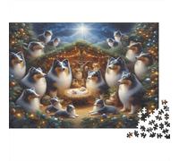 Puzzle da 1000 pezzi con cani e gatti nella scena della Natività per adulti, giochi educativi, bellissima decorazione, sfida ad alta difficoltà, compleanno maschile e femminile, 52x38cm
