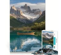 Puzzle da 1000 pezzi con canoa sul lago e riflesso di montagna,taglio preciso,decorazione,logica,pensiero,gioco,calma,regalo di Natale (38x52cm)