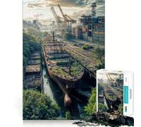 Puzzle da 1000 pezzi con cantiere navale invaso dalla vegetazione e relitto di una nave abbandonata ideale per adulti Gioco di allenamento mentale rilassante e divertente come regalo per le vacanze