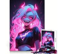 Puzzle da 1000 pezzi con capelli rosa neon in stile gotico, ideale per adulti, con design stimolante e rilassante, bordi chiari e un regalo speciale (38x52cm)