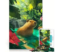 Puzzle da 1000 pezzi con capibara in un paradiso tropicale,incastro perfetto,arte che stimola la mente,gioco per il riposo,decorazione natalizia da parete (50x75cm)