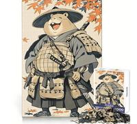 Puzzle da 1000 pezzi con capibara samurai e foglie autunnali per adulti, esercizio cognitivo, divertimento rilassante, bordi lisci, regalo festivo (38x52cm)