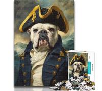 Puzzle da 1000 pezzi con capitano pirata e bulldog francese, per adulti, interessante strumento per ridurre lo stress e interagire con i genitori, 50x75cm
