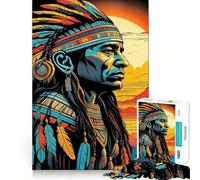 Puzzle da 1000 pezzi con capo nativo americano per adolescenti, ideale per migliorare la memoria, hobby tranquillo, bordi precisi, regalo di compleanno (50x75cm)