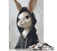 Puzzle da 1000 pezzi con cappuccio e lepre, difficoltà per adulti, rafforza le relazioni tra i membri della famiglia, 1000 pezzi (75x50 cm)