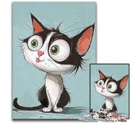 Puzzle da 1000 pezzi con caricatura divertente di un gatto in carta per la decorazione della casa ideale come regalo di Natale e Capodanno per adolescenti 1000 pezzi (38x26 cm)