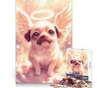 Puzzle da 1000 pezzi con carlino angelo con aureola e ali, ideale per adolescenti, stimolante per il pensiero creativo e rilassante Complesso a incastro perfetto (38x52cm)