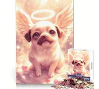 Puzzle da 1000 pezzi con carlino angelo con aureola e ali, per adulti, stimolante per la memoria cognitiva, ideale per una fuga rilassante, con dettagli nitidi e un regalo stagionale (38x26cm)
