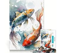 Puzzle da 1000 pezzi con carpe koi,incastro perfetto,arte che stimola la mente,gioco rilassante,decorazione natalizia da parete (38x52cm)