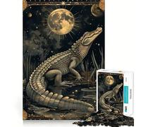 Puzzle da 1000 pezzi con carta dei tarocchi a forma di coccodrillo d'acqua,gioco di abilità mentale,incastro stabile,parti che non si spostano,passatempo divertente per i lunghi weekend (38x52cm)