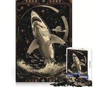 Puzzle da 1000 pezzi con carta dei tarocchi dello squalo bianco per adulti, ideale per stimolare la mente, favorire la calma e il relax, con tagli precisi e un regalo memorabile (38x26cm)