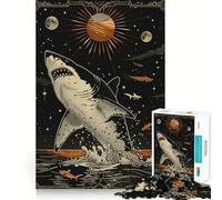 Puzzle da 1000 pezzi con carta dei tarocchi dello squalo bianco,sfida mentale,taglio di alta precisione,divertente passatempo (38x26cm)