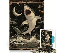 Puzzle da 1000 pezzi con carte dei tarocchi dello squalo bianco,gioco di abilità mentale,incastro stabile,parti che non si spostano,passatempo divertente per i lunghi weekend (50x75cm)