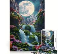 Puzzle da 1000 pezzi con cascata al chiaro di luna per adulti,ideale per stimolare la memoria,un hobby rilassante e perfetto come regalo festivo (50x75cm)