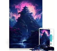 Puzzle da 1000 pezzi con cascata al neon e montagna, per adulti, gioco rompicapo divertente da fare insieme, taglio perfetto, regalo per le vacanze (38x52cm)