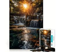 Puzzle da 1000 pezzi con cascata al tramonto, ideale per adulti e ragazzi, gioco di logica, relax, taglio di precisione, regalo perfetto (38x26cm)