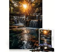 Puzzle da 1000 pezzi con cascata al tramonto, ideale per ragazzi, gioco di logica, attività per rafforzare lo spirito di squadra, regalo memorabile (38x52cm)