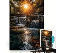 Puzzle da 1000 pezzi con cascata al tramonto, ideale per ragazzi, gioco di logica, attività per rafforzare lo spirito di squadra, regalo memorabile (38x52cm)