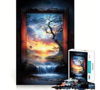 Puzzle da 1000 pezzi con cascata al tramonto per adolescenti, gioco di puzzle intelligente, divertente e semplice, con incastri precisi, ideale per creare un desiderio di Babbo Natale 38x52cm