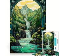 Puzzle da 1000 pezzi con cascata al tramonto surreale per adulti, gioco di puzzle rilassante e divertente, taglio premium, regalo di compleanno 38x52cm